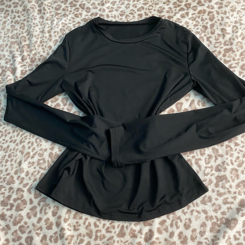 Black Fitted Long Sleeve Top